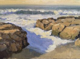 Scott Hamill, "Winter Light, California Coast," 2024, oil, 16 x 26 in., Collection the artist, Plein air