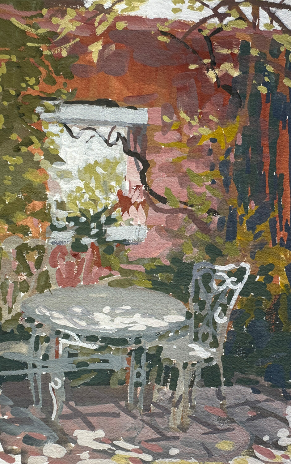 Best Plein Air Acrylic & Gouache: Deliece Blanchard, “Il Giardino,” Gouache, 8x5 in.