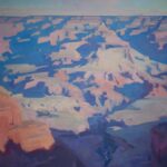 Jill Carver, “Geometry Meets Geology,” 2023, oil, 24 x 24 in., Private collection, Studio from plein air painting studies