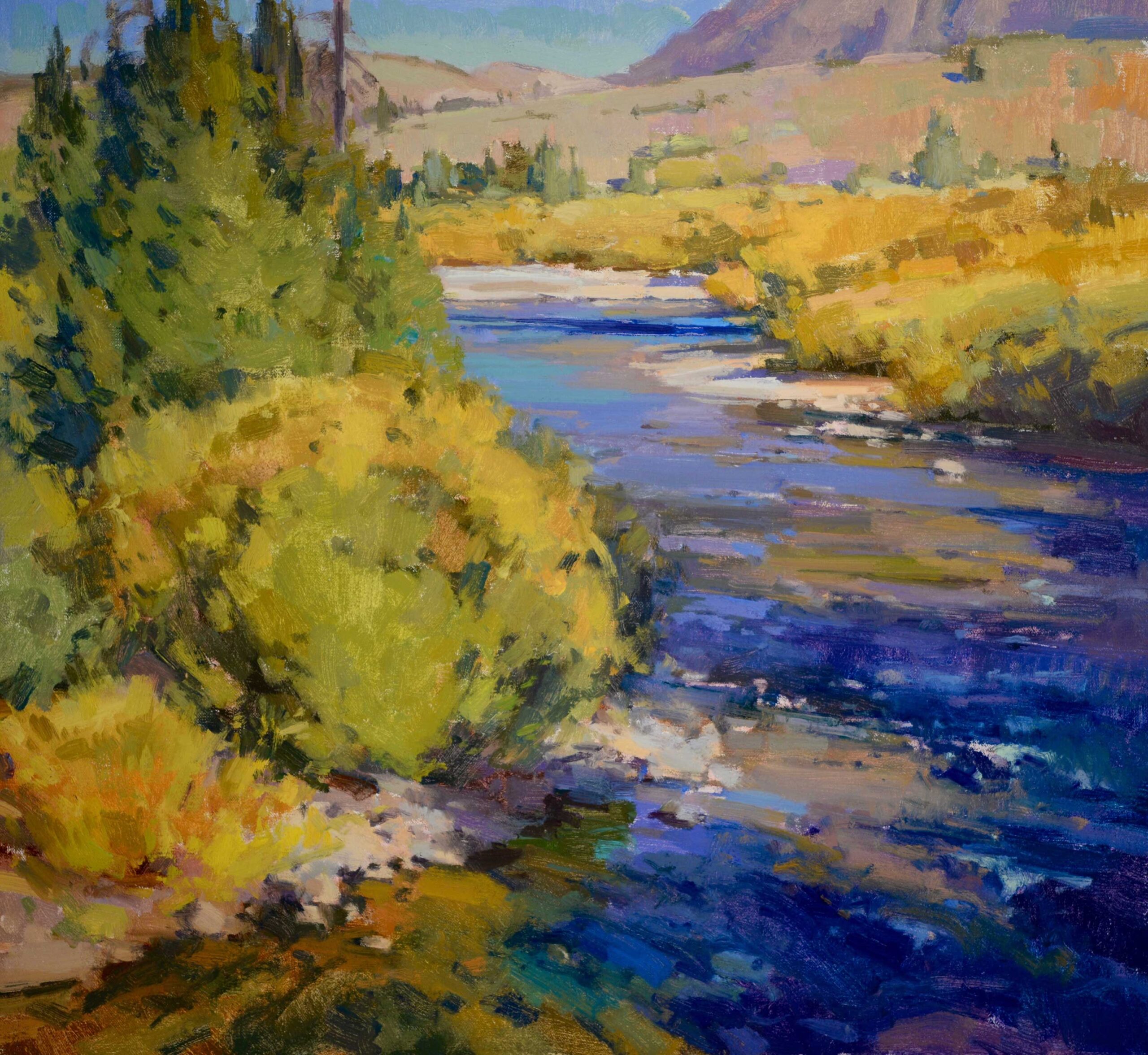Jill Carver, “High Country Creek,” 2018, oil, 21 x 23 in. Private collection, Studio from plein air studies