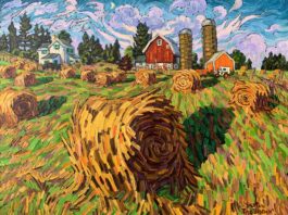 13 Heartland Landscapes Kevin Barton, “The Big Bale,” 2023, oil, 36 x 48 in., Private collection, Plein air and studio