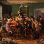 Donating Art - painting scene of an auction