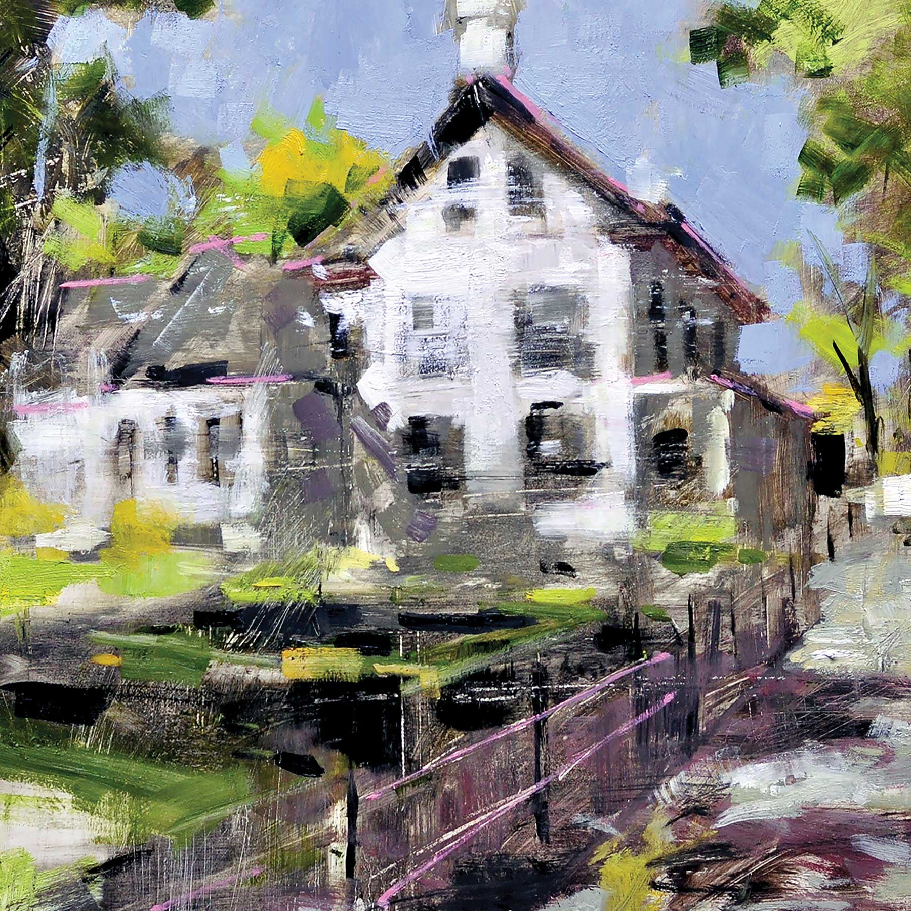 I’ve revisited the home in "Heritage House" (oil, 20 x 16 in.) a half dozen times and studied it from all sides. This angle at this time of day is the best.