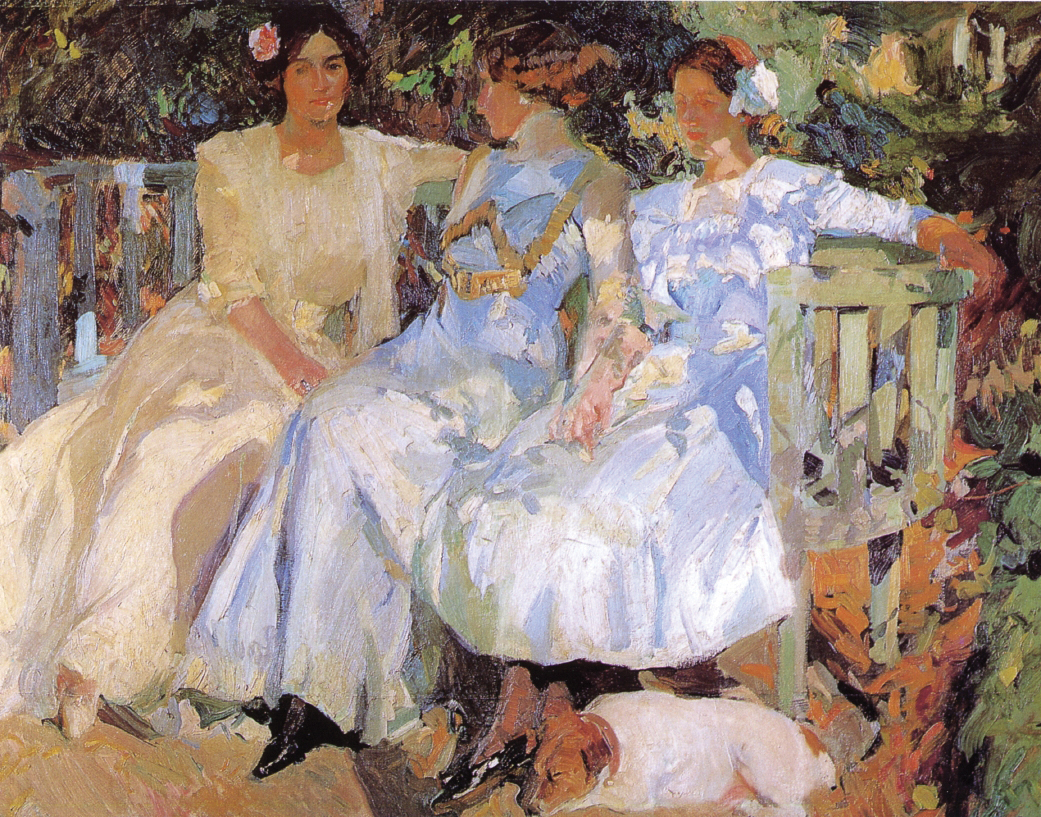 Joaquín Sorolla, "My Wife and Daughters in the Garden," 1910, oil on canvas, 65 x 81 in., Private collection