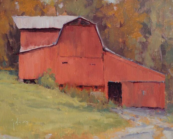 Julie Davis, "Early Autumn, Vermont," 2019, oil, 8 x 10 in., collection the artist, plein air