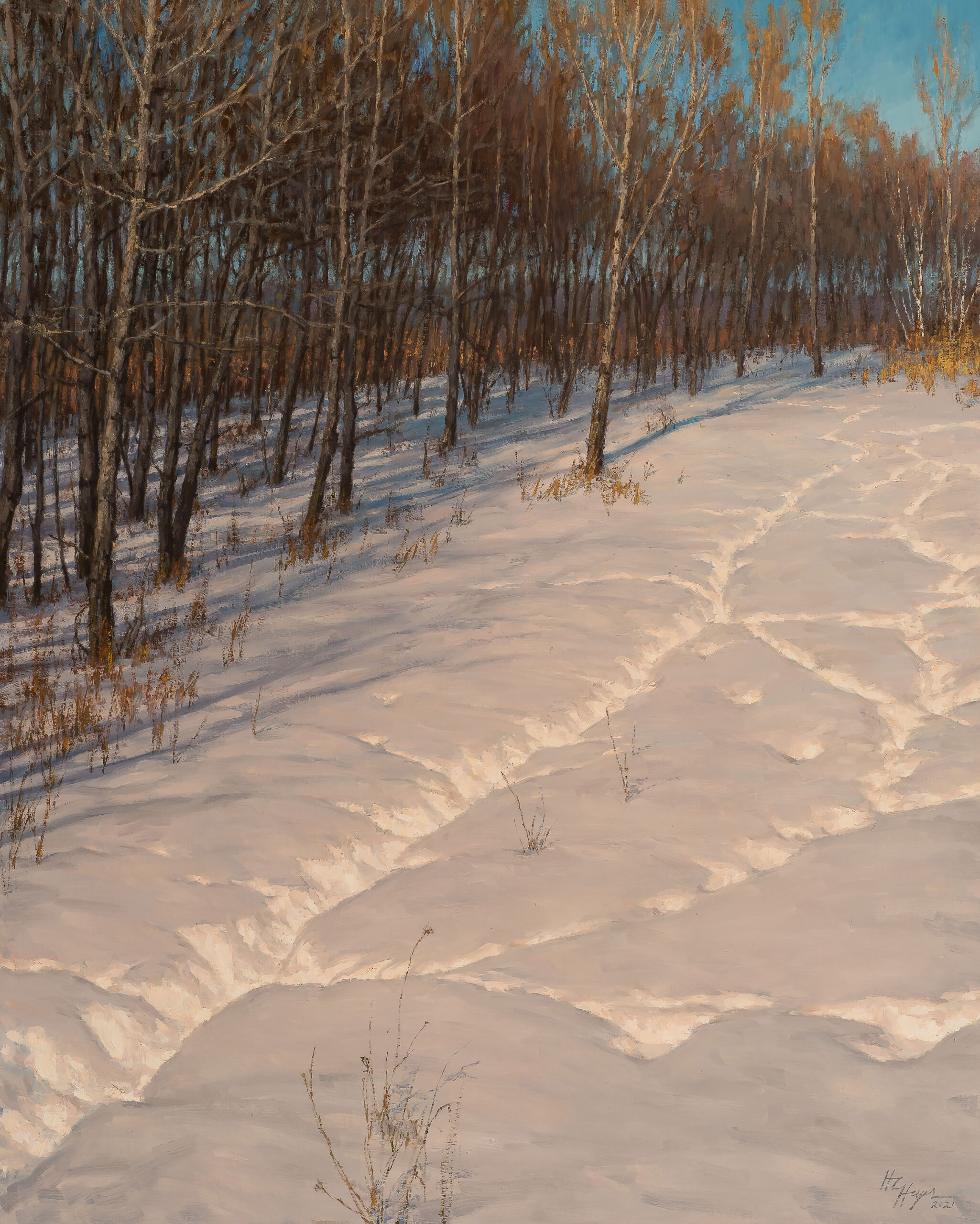 Hannah C. Heyer, "Cutting a New Path," 2021, oil, 30 x 24 in., private collection, plein air and studio