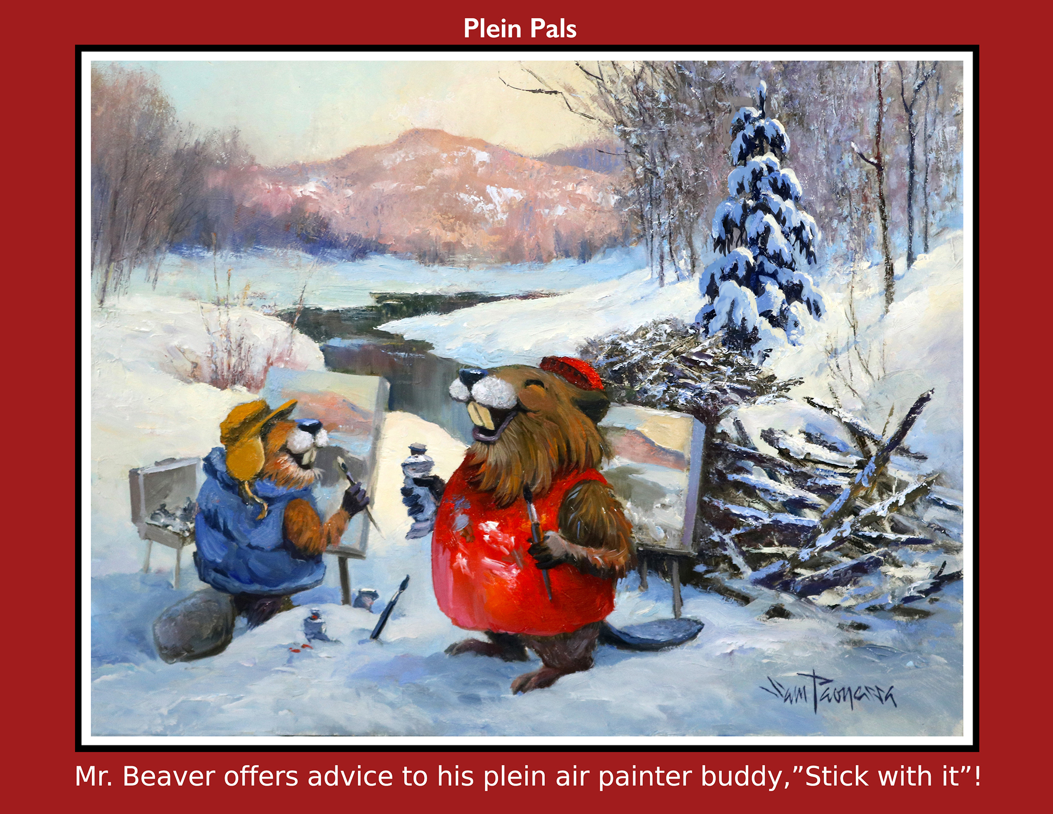Holiday Greeting Cards - Sam Paonessa, “Plein Pals,” 2024, oil on panel, 14 x 18 in.