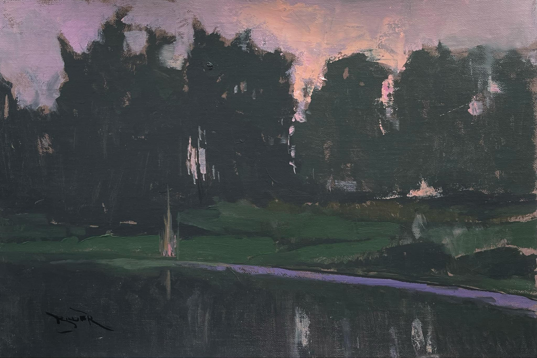 Collecting art - Ben Bauer, "The Bend," 2024, oil on linen, 8 x 12 in., Collection the artist, Plein air