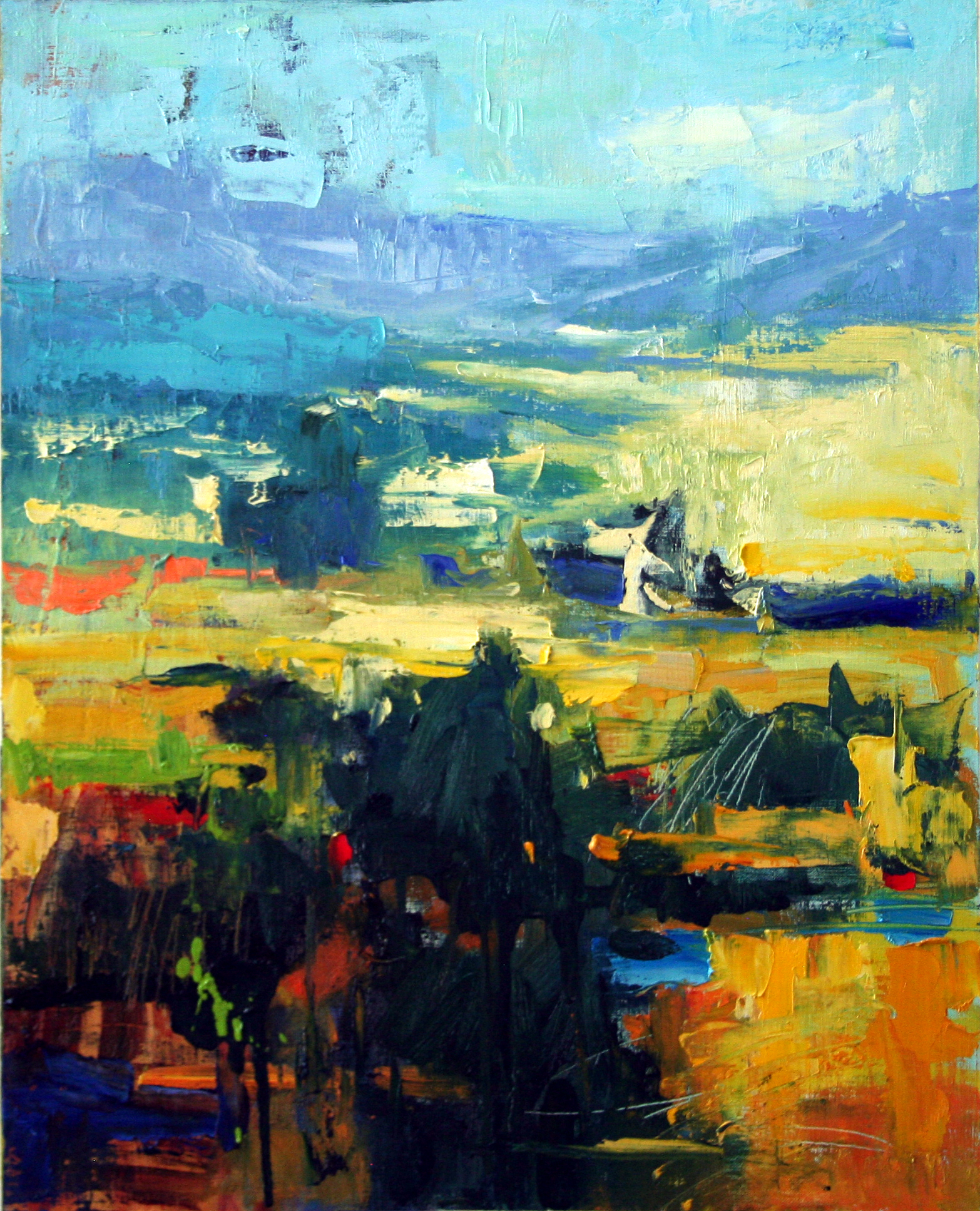 Susiehyer, "Distant Hills," oil on paper, 20 x 16 in.