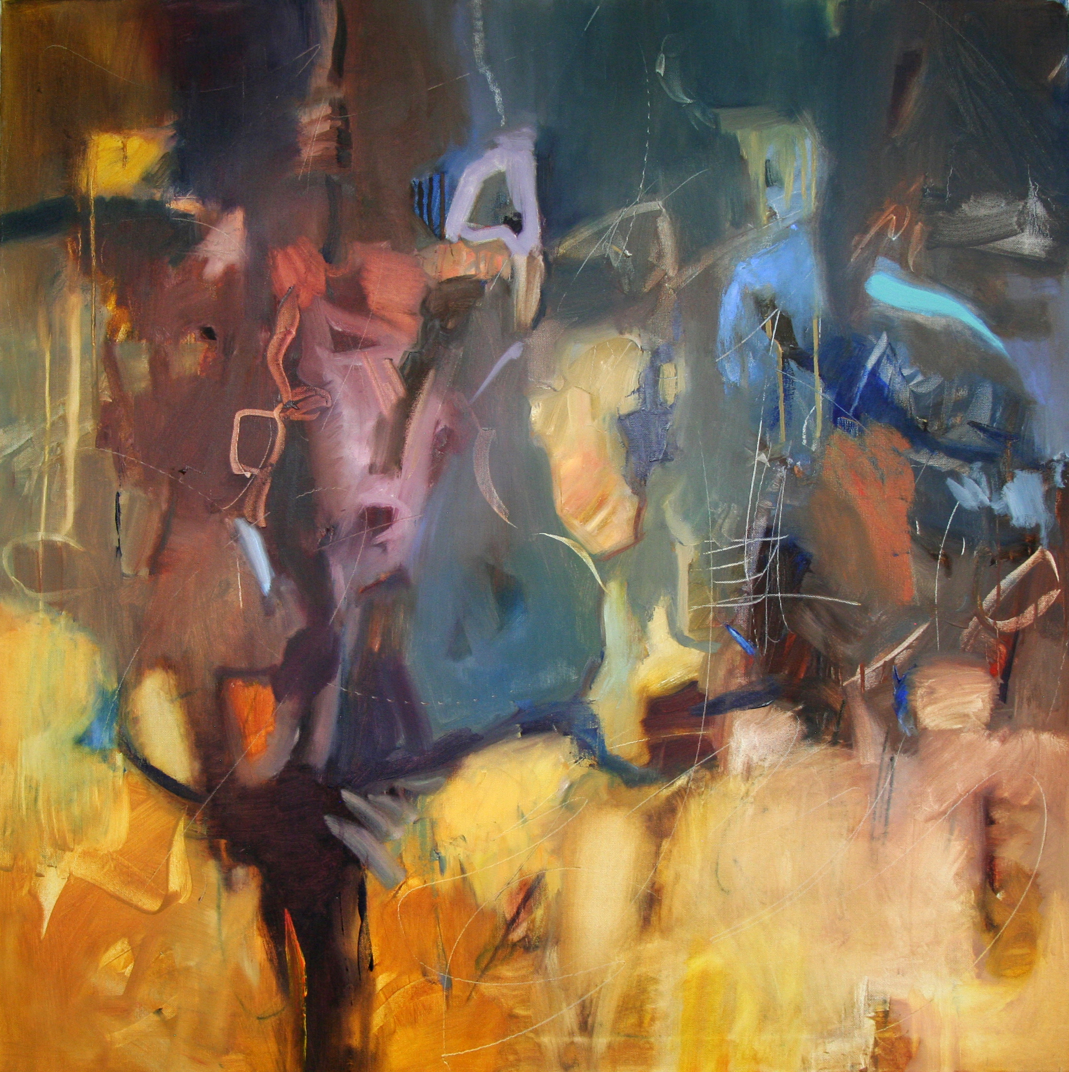abstract landscapes - Susiehyer, "Grasslands," oil on canvas, 36 x 36 in.