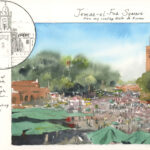 Plein Air Watercolor – From Marrakech to the Mountains Watercolor sketch - Jemaa el-Fnaa Square, Marrakesh