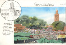 Watercolor sketch - Jemaa el-Fnaa Square, Marrakesh