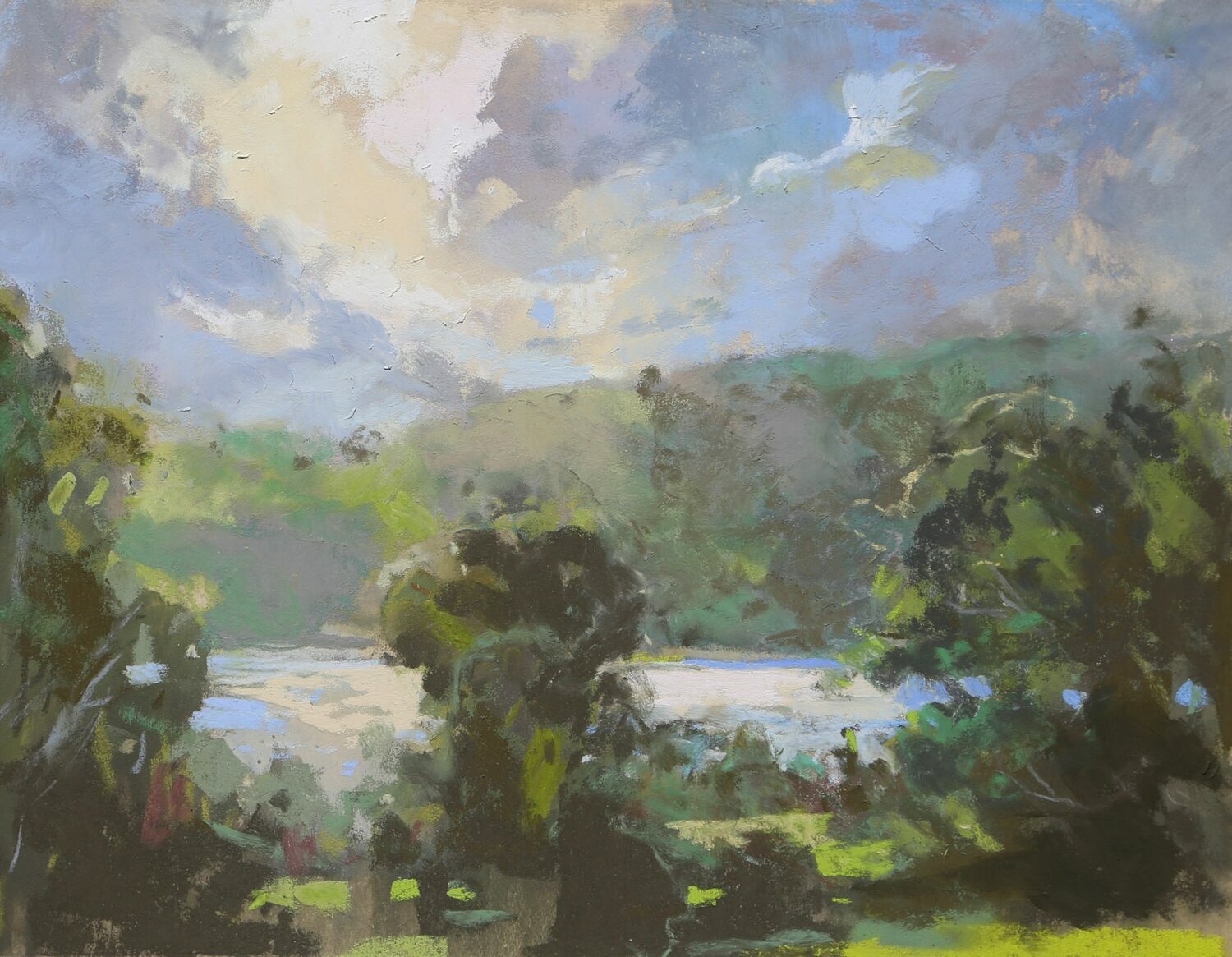 Best Plein Air Pastel: Margaret Larlham, "Bala Lake, Wales," pastel, 6 x 12 in.