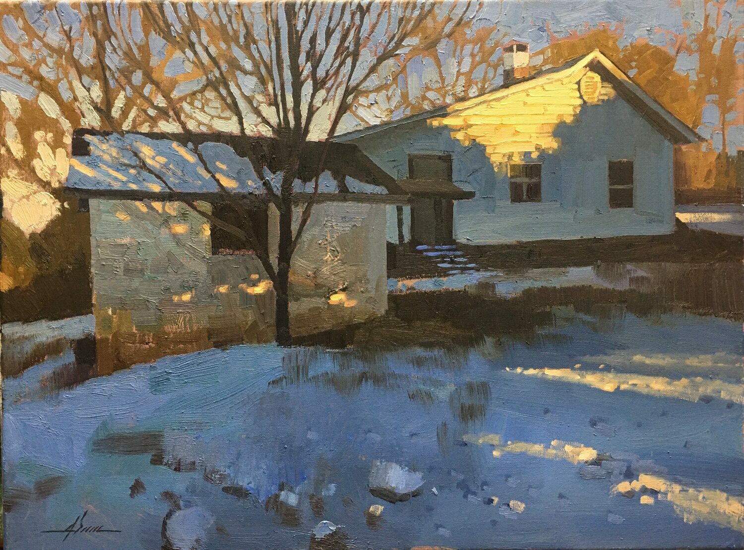 PleinAir Salon Art Competition - Second Place Overall: Jason Sacran, “February Thaw,” oil, 18 x 24 in.