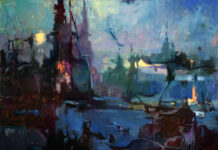 abstract landscapes - Susiehyer, "Twilight Mystery," oil on canvas, 36 x 48 in.