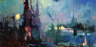 abstract landscapes - Susiehyer, "Twilight Mystery," oil on canvas, 36 x 48 in.