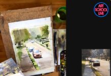 Free Watercolor Lesson: How to Capture Light in a Street Scene Watercolor demo - How to Capture Light in a Street Scene