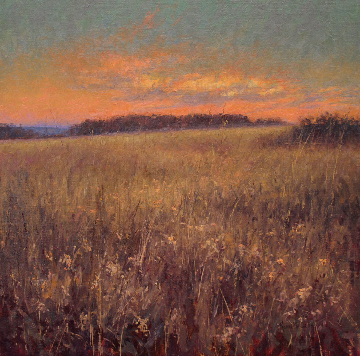 Kami Mendlik, "Evening Whisper," 2023, oil, 24 x 24 in., Private collection, Studio from plein air study