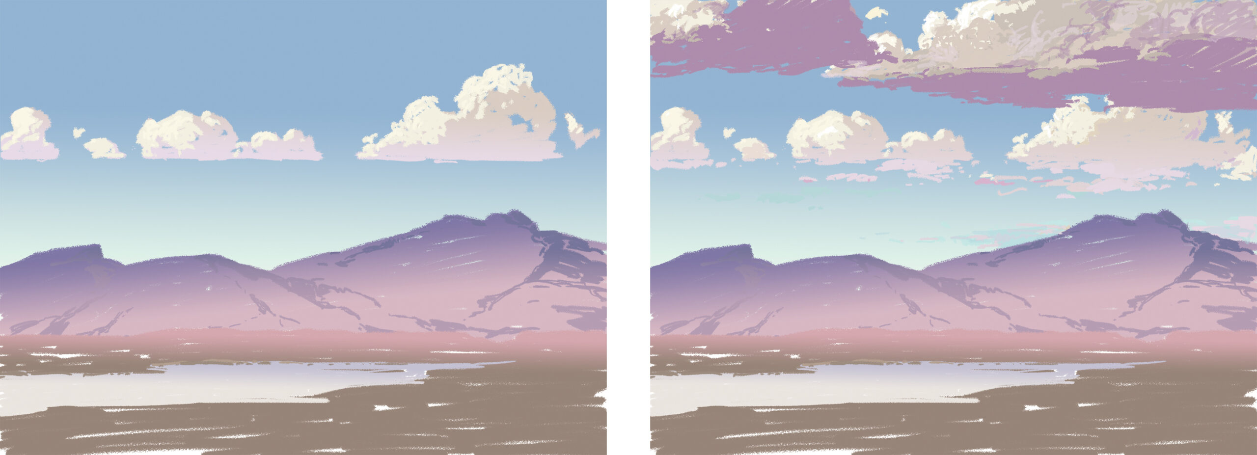 landscape painting compositions - varied arrangement of the clouds