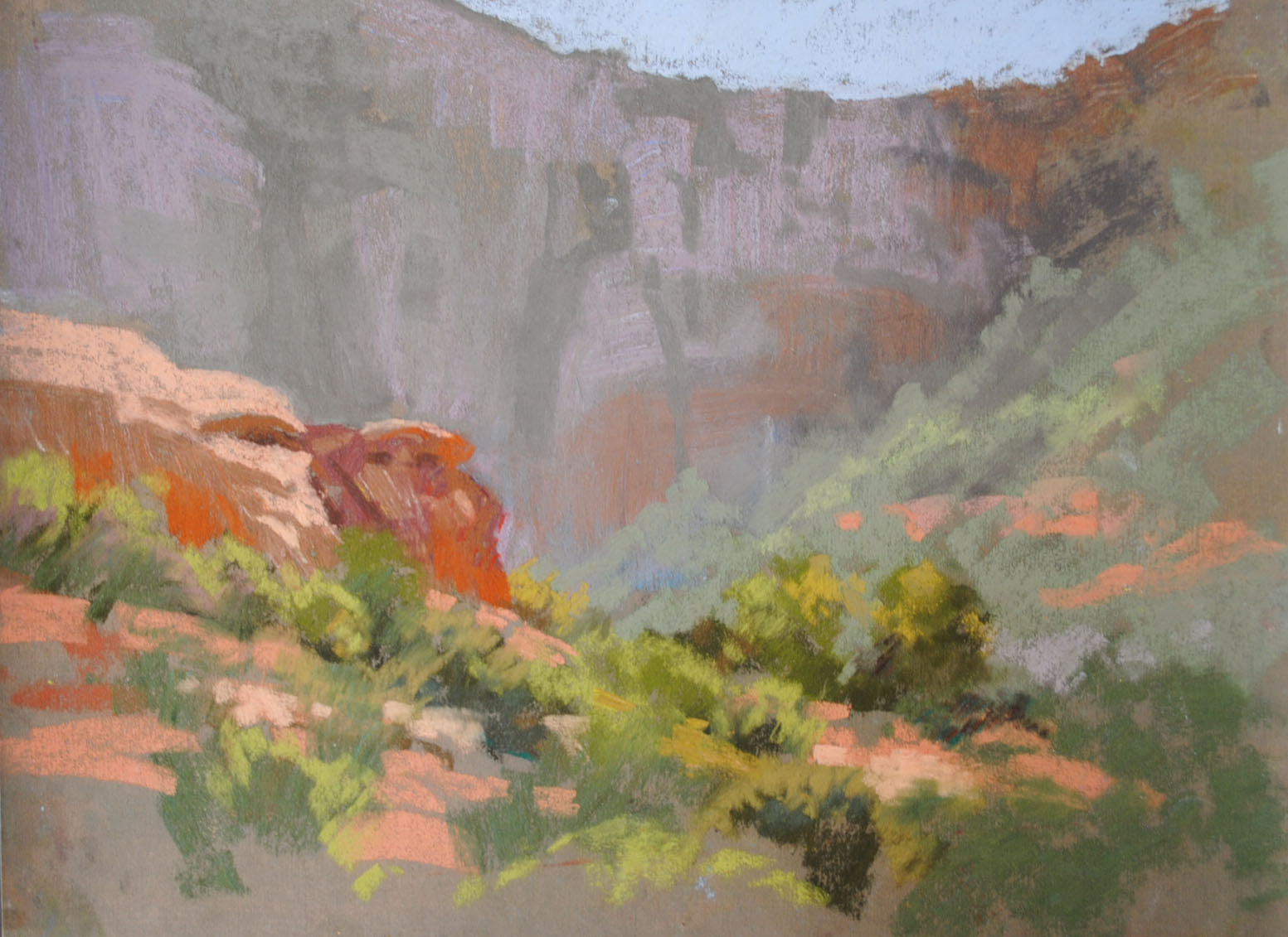 2. Christine Debrosky, “Sedona Morning,” 2024, pastel, 9 x 12 in., Available from artist, Plein air