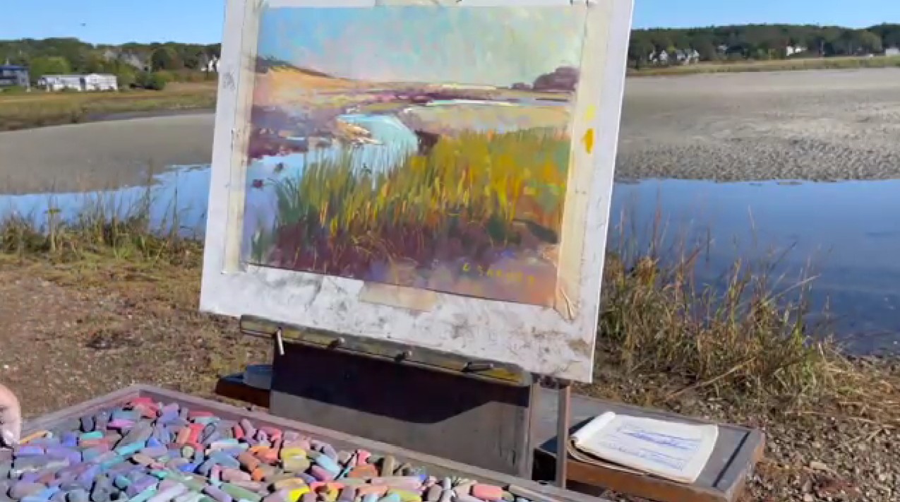 Greg Barnes led a demo on plein air painting with pastels