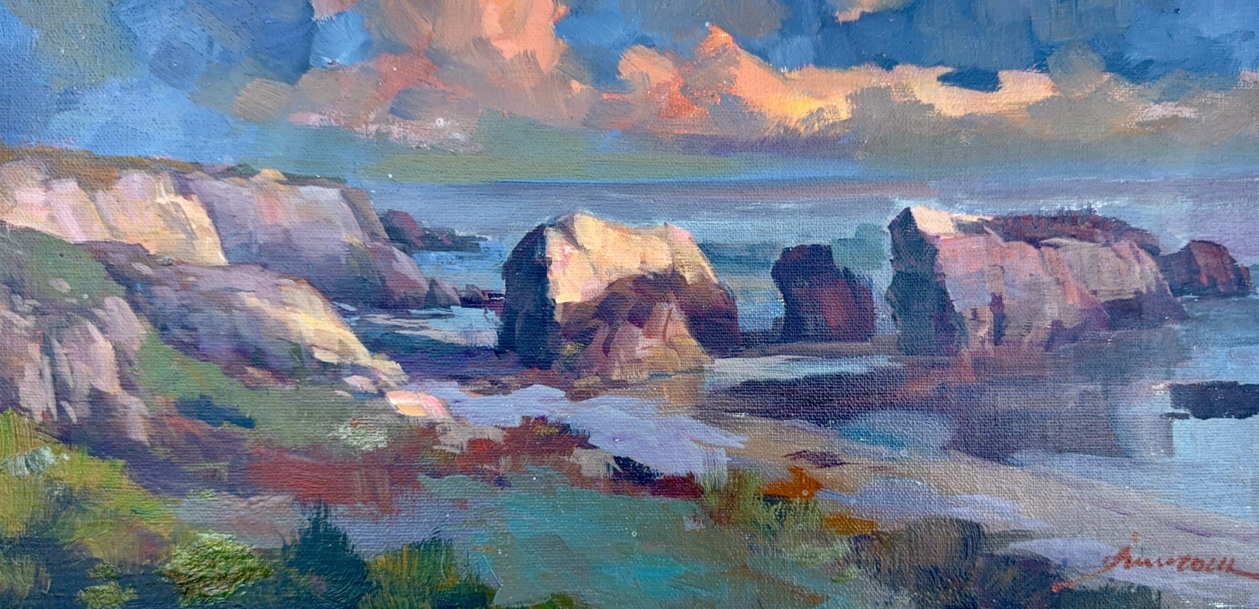 3. Junn Roca, “Leo Carrillo Beach,” 2024, oil, 6 x 12 in., Available from artist, Plein air