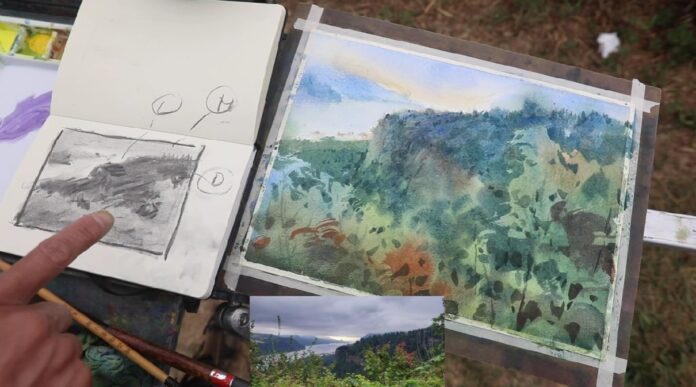 Yong Hong Zhong plein air live 2025a From Yong Hong Zhong's watercolor demo