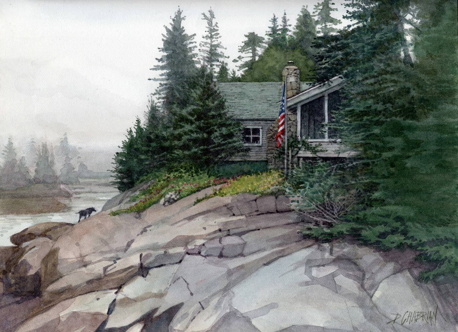 Best Plein Air Watercolor: Deborah Chabrian, “Misty Morning, Hen Island Maine,” 9 x 12 in.