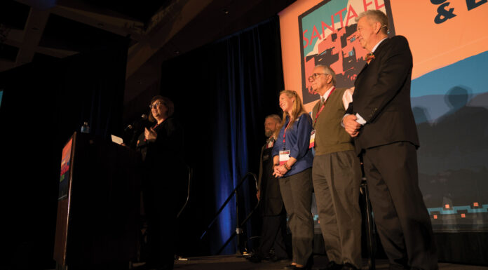 Fifteen Years and Counting Previous PleinAir Magazine editor-in-chief M. Stephen Doherty (far left) officially turned over the top job to me at the 2018 Plein Air Convention in Santa Fe. We were joined on stage by online editor CherieDawn Haas, Jean Stern, and publisher Eric Rhoads.