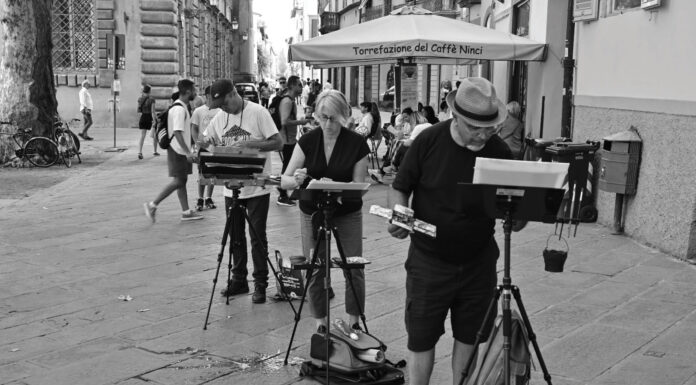 Amid El Haddad painting en plein air