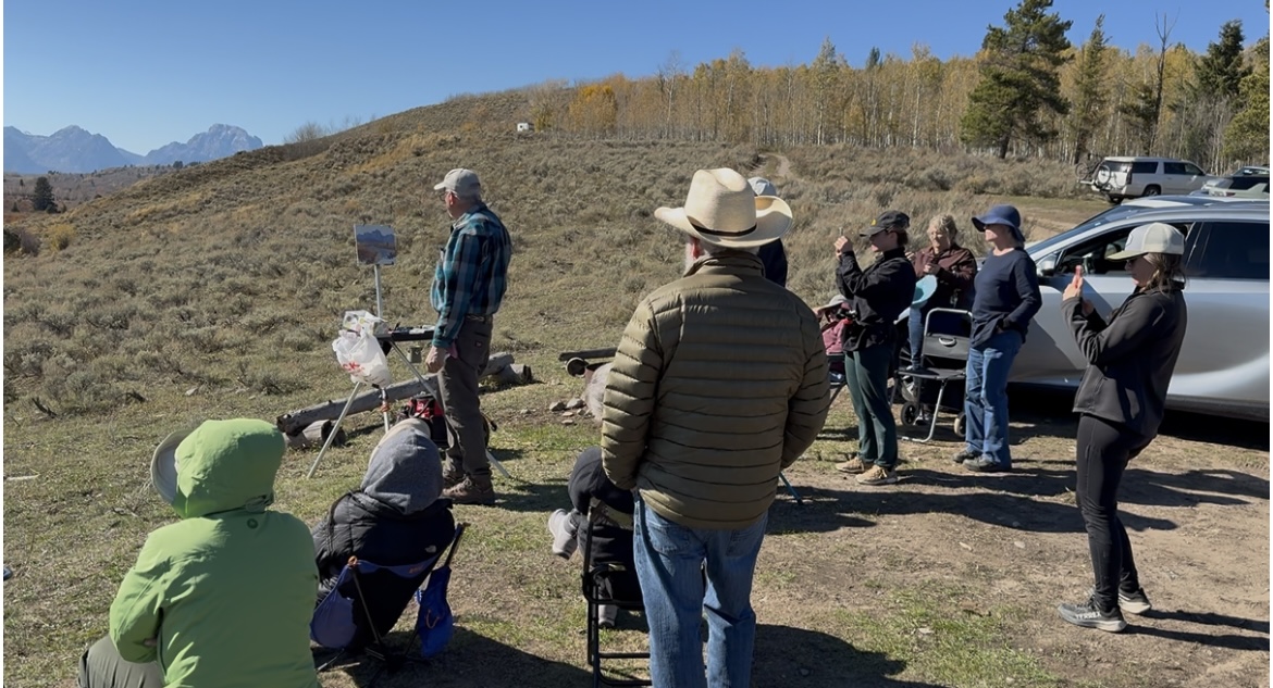 John Hughes demonstrating plein air painting in Buffalo Valley