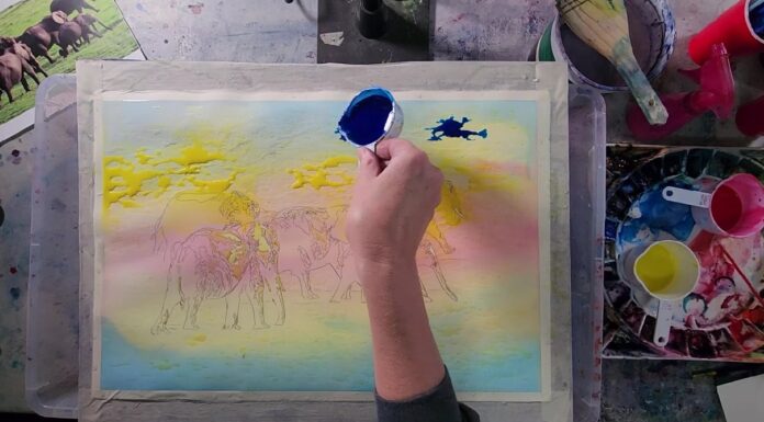 watercolor live painting demonstration - From Leslie Lambert's "Basic Techniques & Special Effects" session on Essential Techniques Day