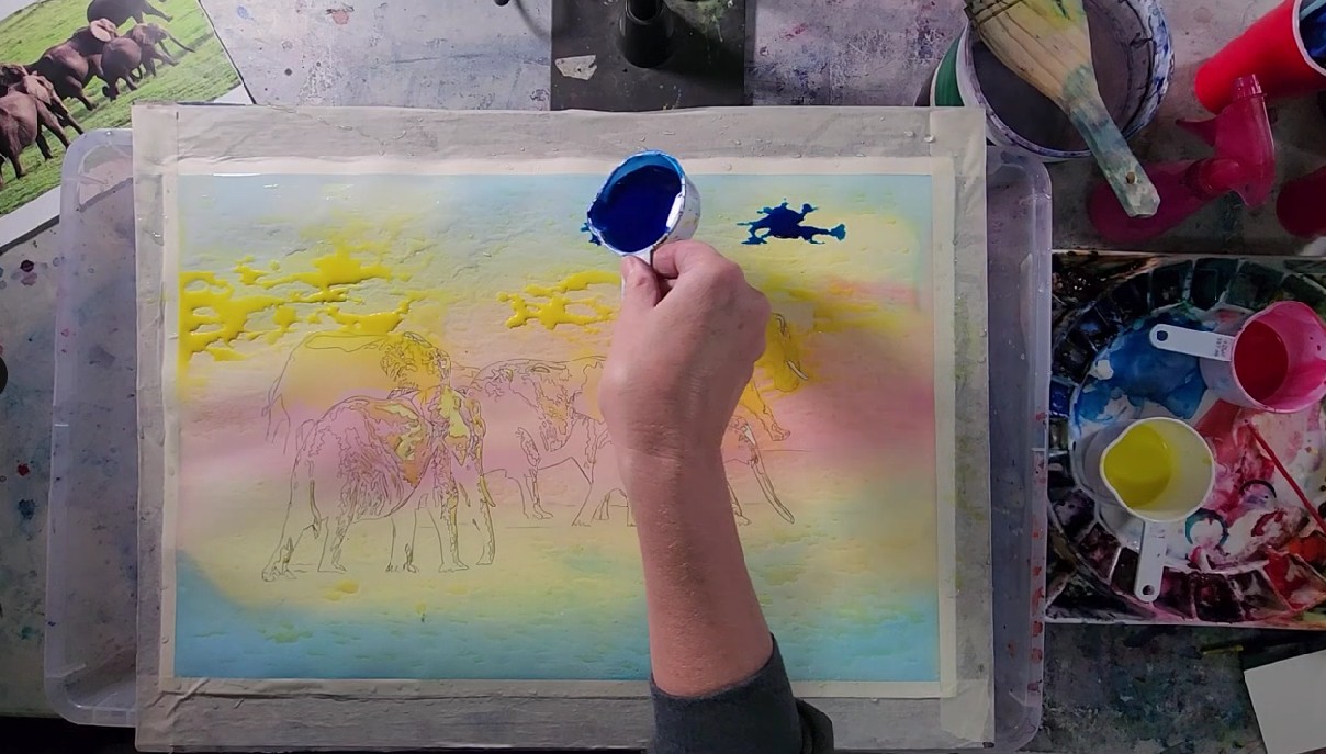 watercolor live painting demonstration - From Leslie Lambert's "Basic Techniques & Special Effects" session on Essential Techniques Day