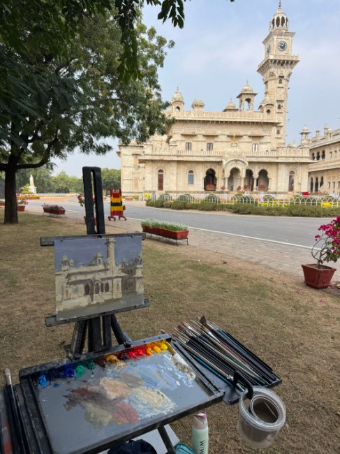 Raj Chaudhuri's setup for painting on location