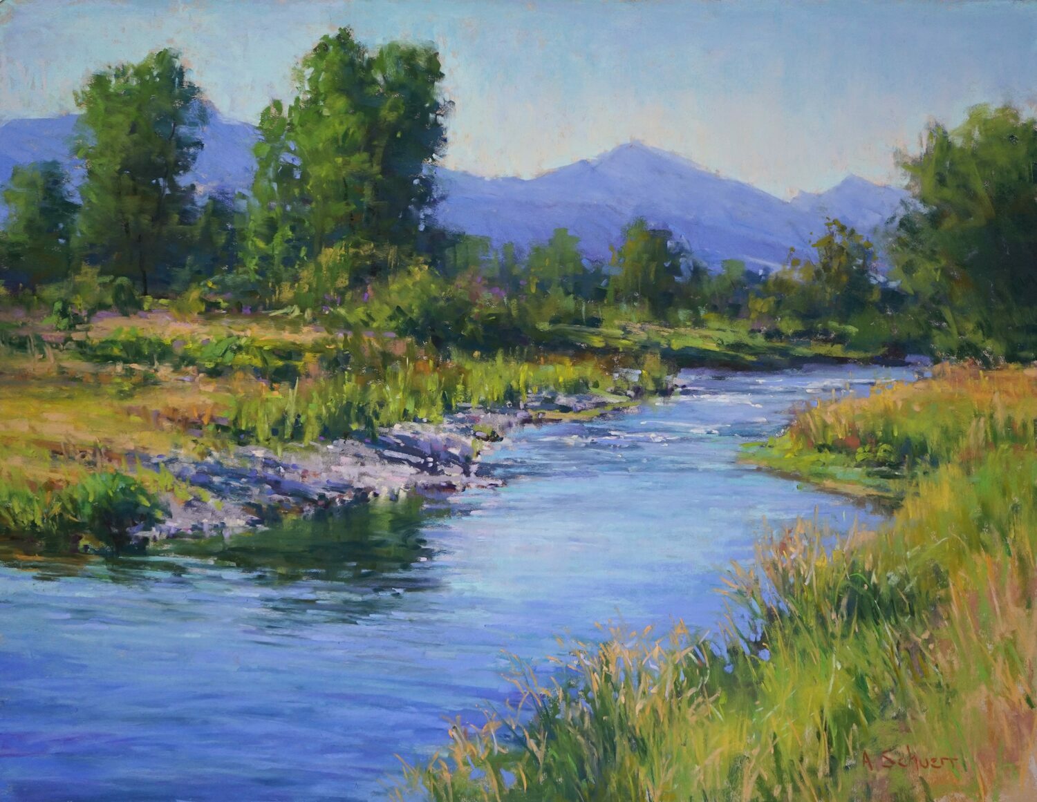 Best Plein Air Pastel: Aaron Schuerr, “Those Summer Mornings,” 14 x 18 in.