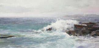 oil painting of waves