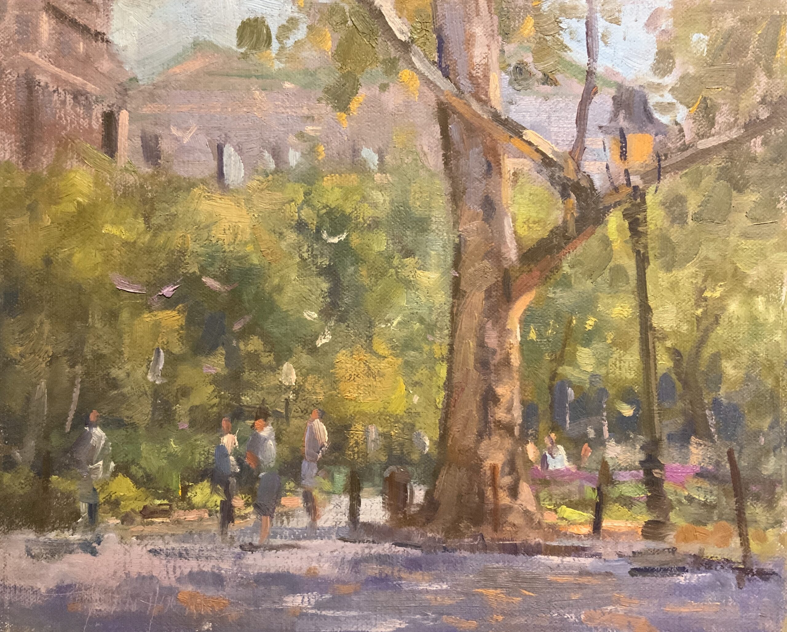 plein air oil painting of Washington Square