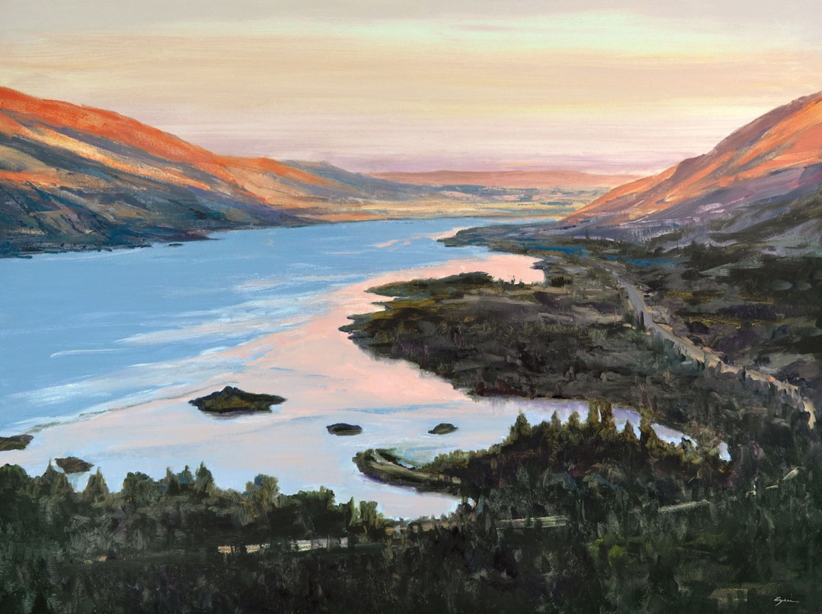Paul Zegers, "Columbia River Oregon Trail," 2023, oil, 30 x 40 in., private collection, studio from plein air study; featured in the PleinAir Magazine article “America the Beautiful” (February/March 2026)