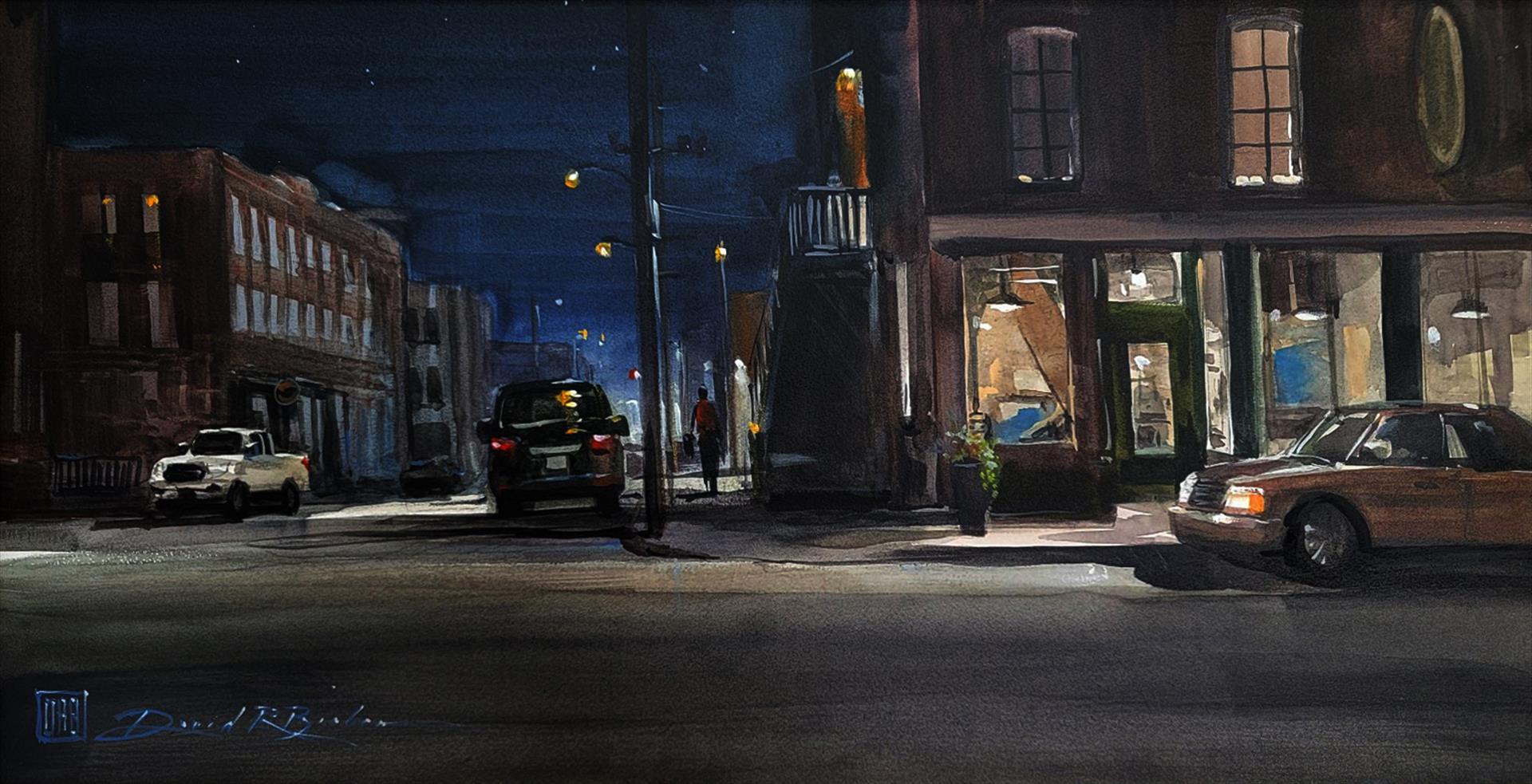 3rd Place: David R. Becker – “The Long Night on 11th” (12” x 24” Watercolor)