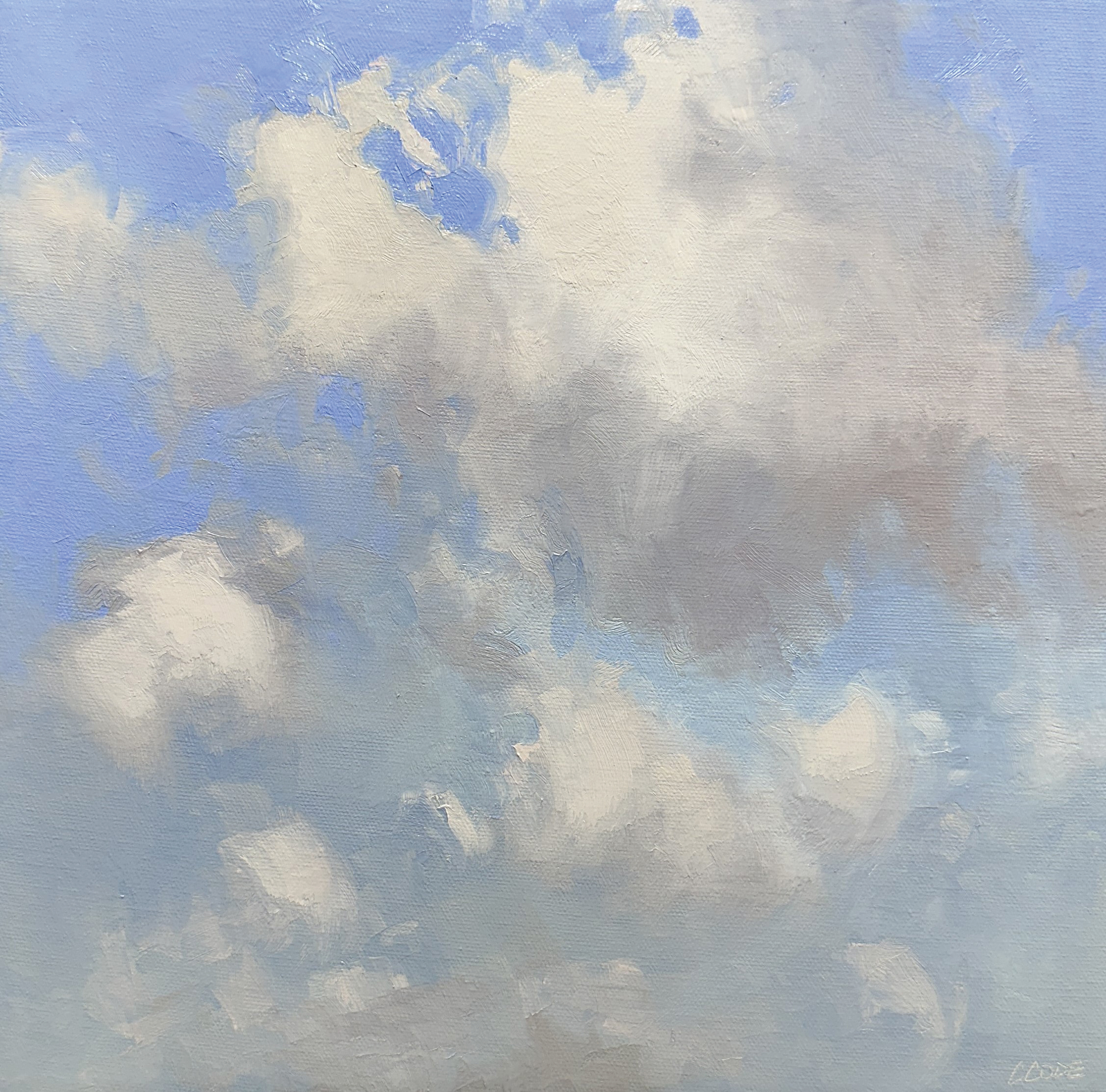 How to paint clouds - Christine Code, "Just Clouds," 2024, oil, 12 x 12 in., Available from Dervilia Art & Design, Plein air