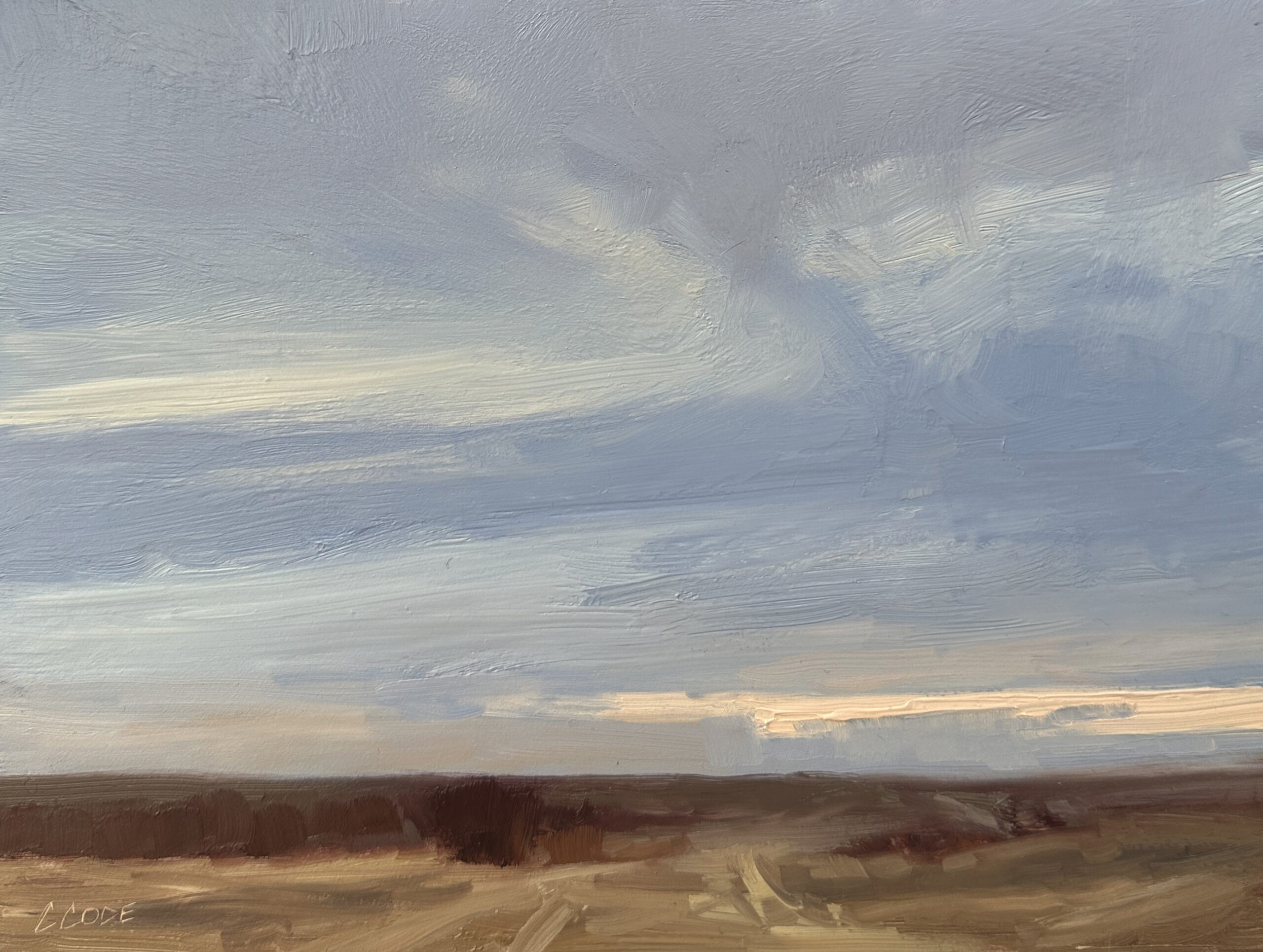 How to paint clouds - Christine Code, "Plus 3 Celsius," 2024, oil, 6 x 8 in., private collection, plein air