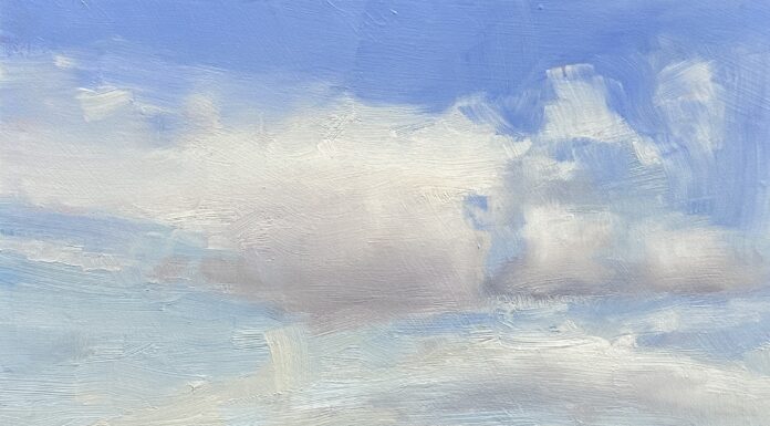 Christine Code, "River Hills," 2024, oil, 6 x 6 in., Available from Dervilia Art & Design, Plein air