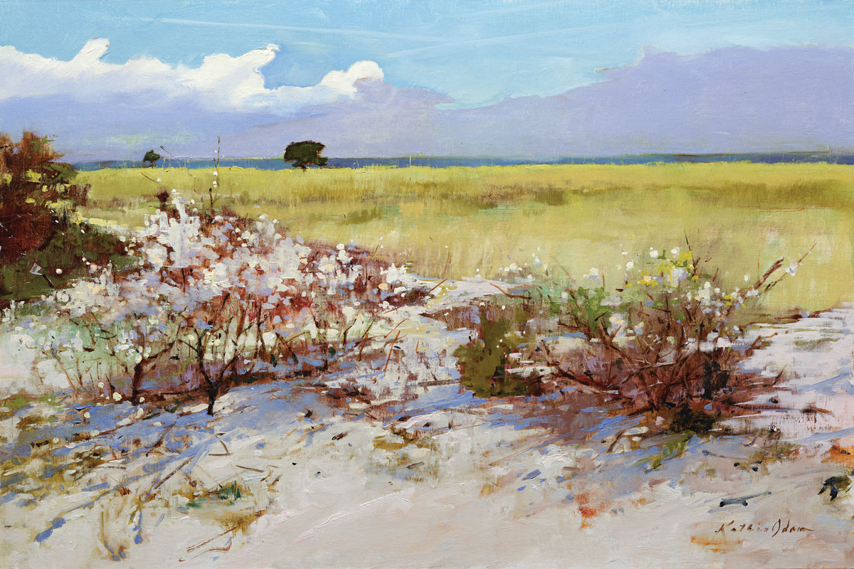 Kathie Odom, "Coastal Cotton," 2024, oil, 20 x 30 in., Private collection, Plein air painting