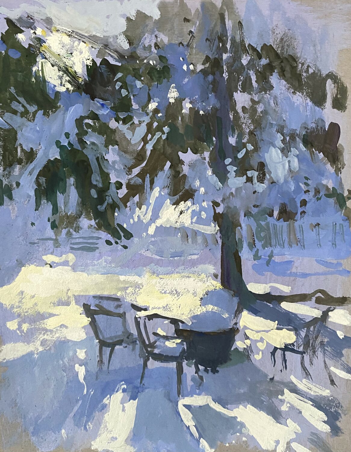 Best Plein Air Acrylic & Gouache: Joe Gyurcsak,”Brilliant Morning,” gouache, 12 x 9 in.