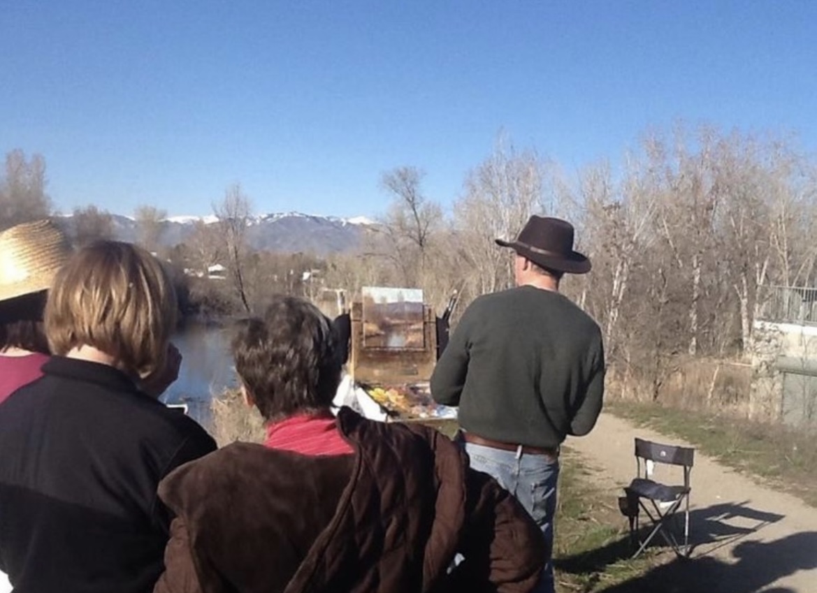 Inspiration for artists - John Hughes giving a painting demonstration in early Spring