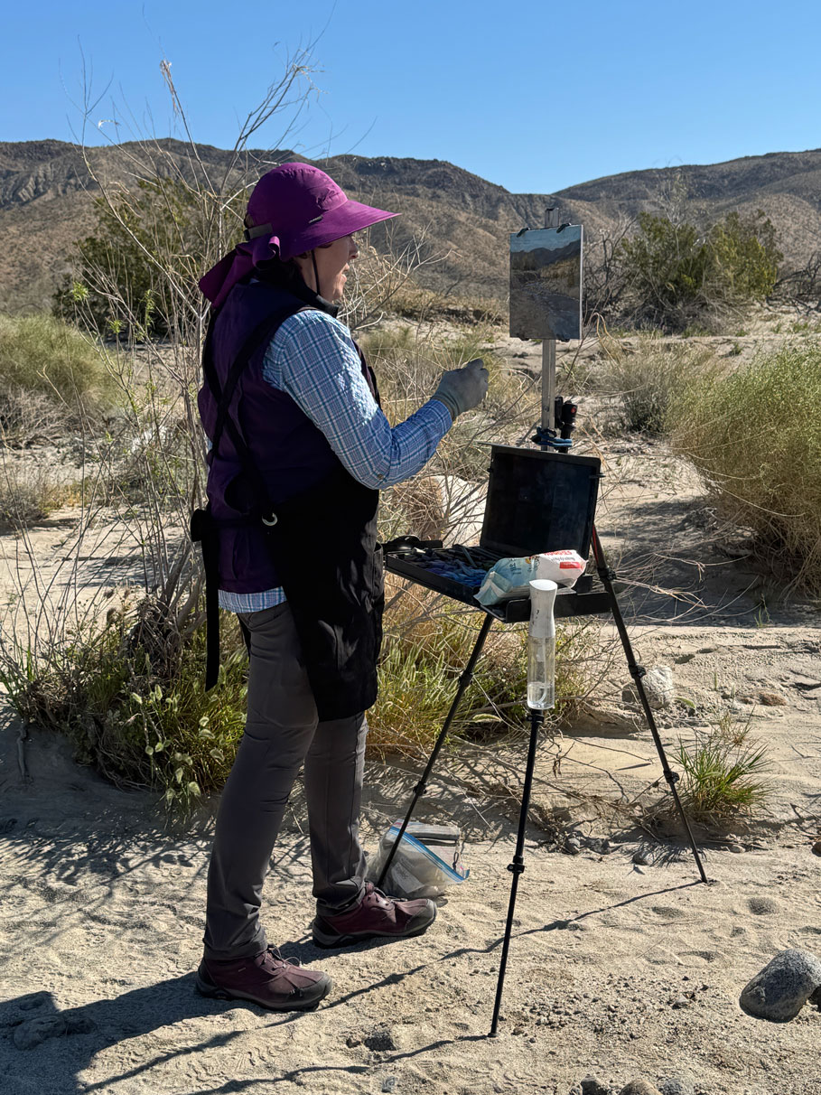 Marcia Ballowe painting in Coyote Canyon, Anza-Borrego Desert State Park
