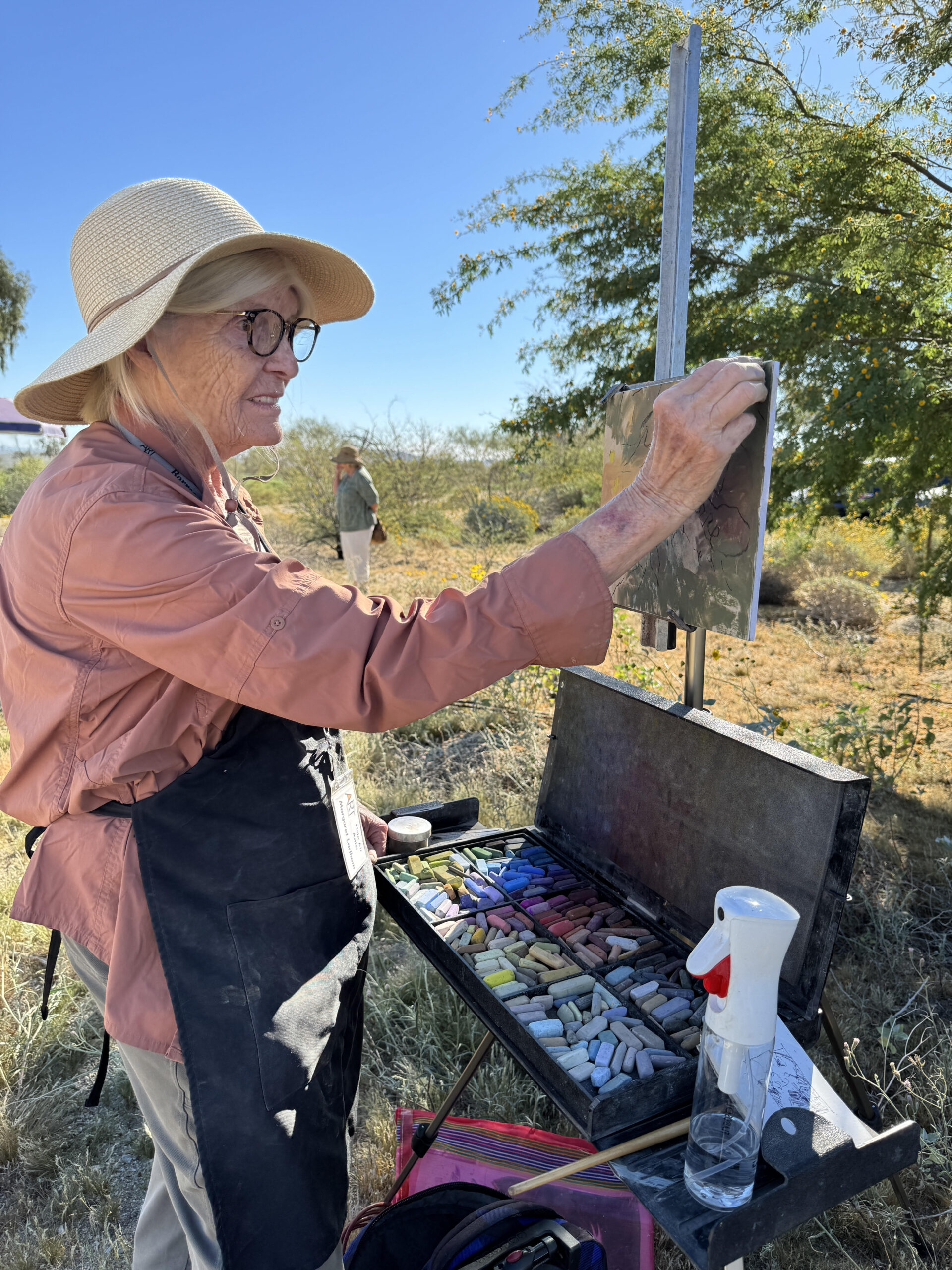 Margaret Larlham painting in the Quick Draw - Borrego Springs Plein Air