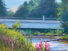 "Mill Creek Glimmer" by Jill Stefani Wagner, pastel landscape painting demo