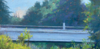 "Mill Creek Glimmer" by Jill Stefani Wagner, pastel landscape painting demo