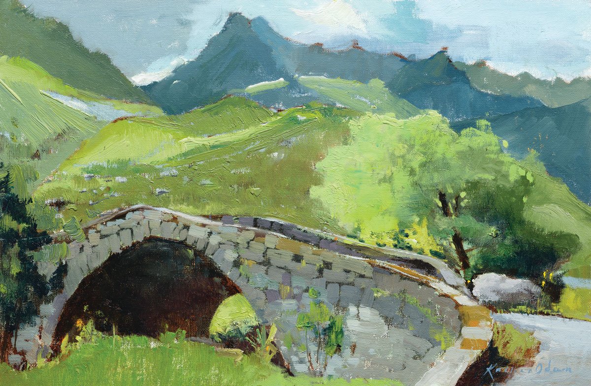 Kathie Odom, "Over and Above," 2024, oil, 9 x 14 in., private collection, plein air painting